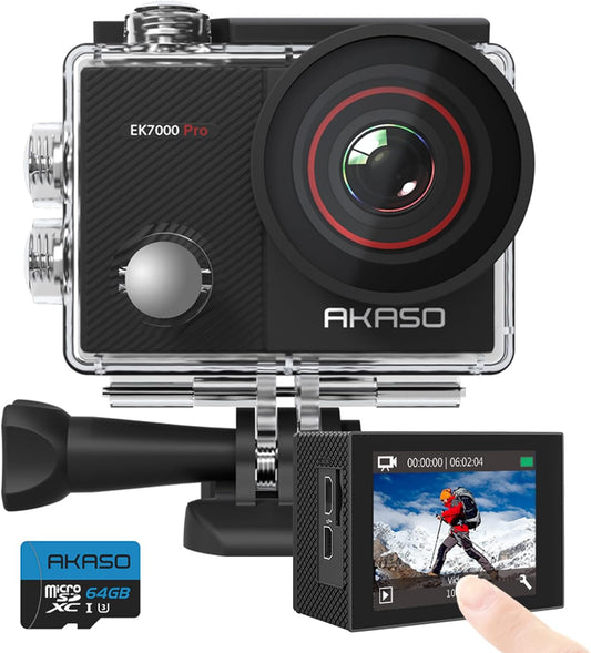 Caméra sport 4K avec carte MicroSDXC de 64 Go