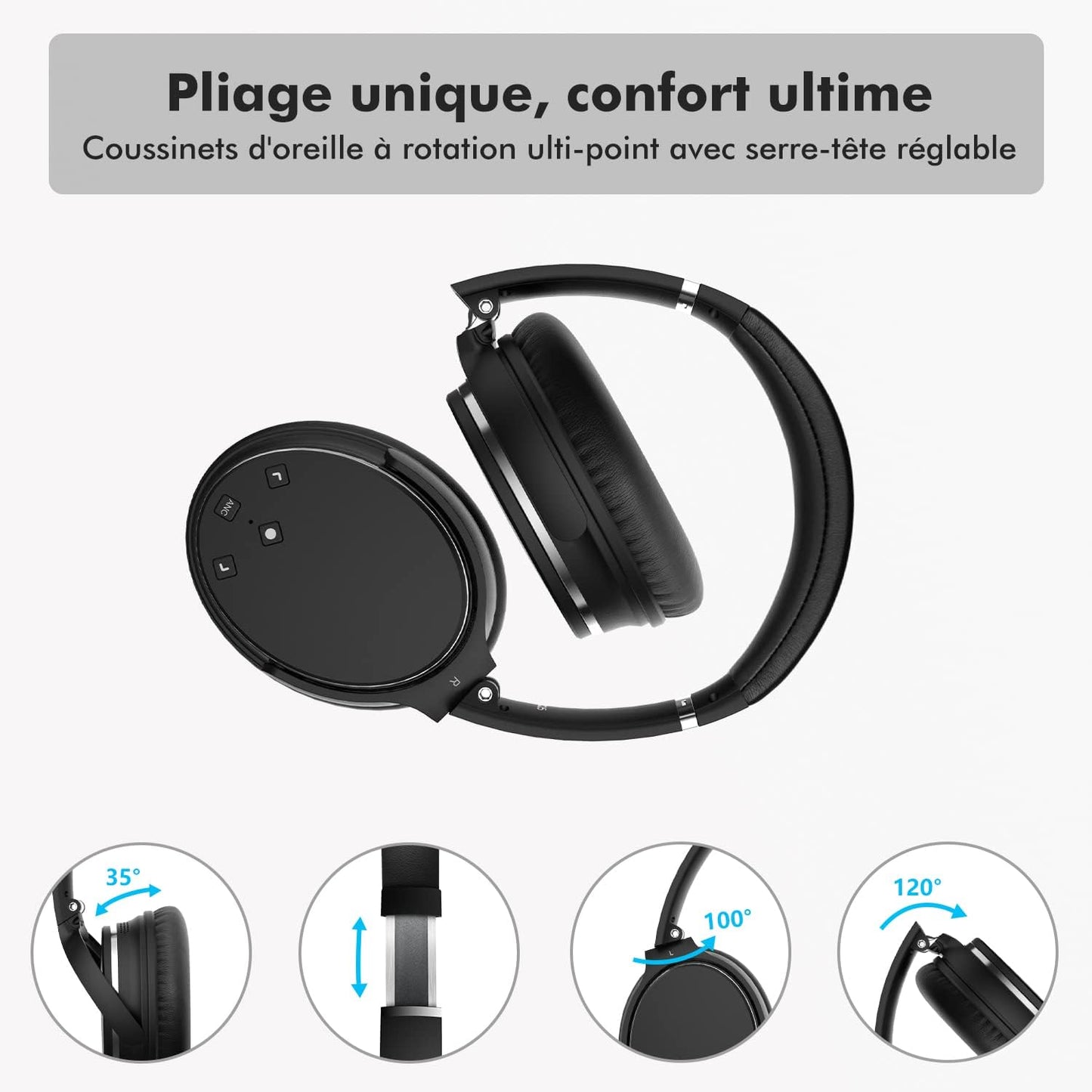 Casque Bluetooth sans Fil Reducteur de Bruit Active