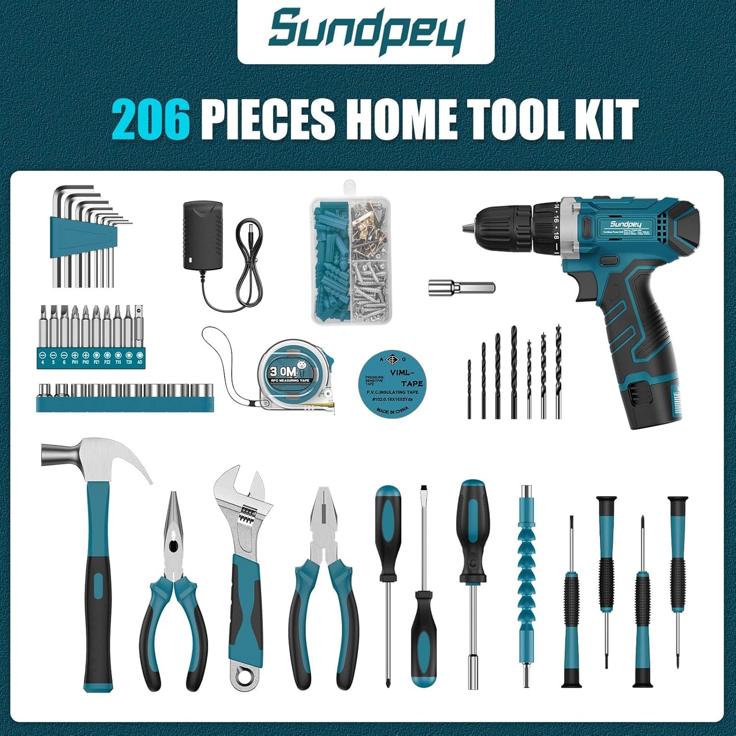 Belgium Discount Home Tool Kit 206PCs