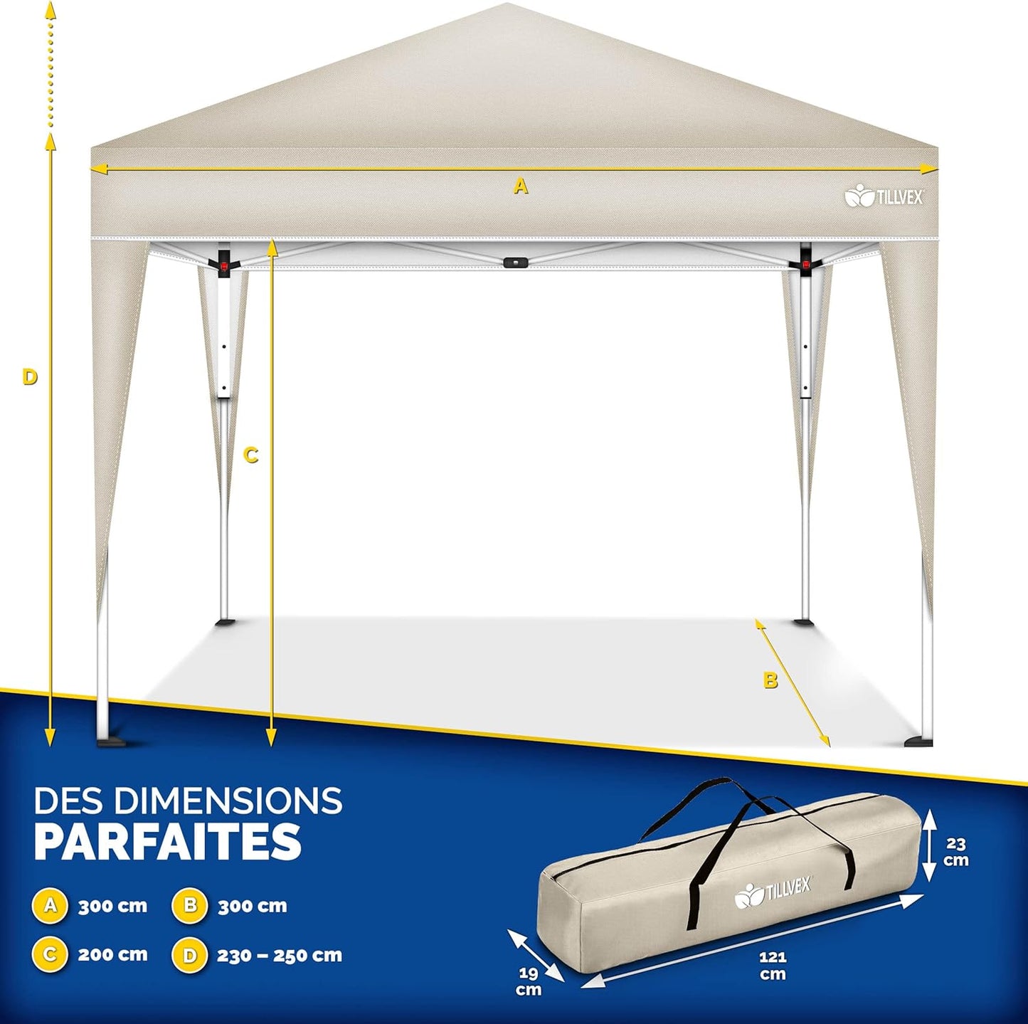 Tonnelle de Jardin 3 x 3 m Pliable